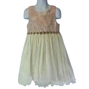 Girls Dress Party Special Occasion Sleeveless Floral‎ Brocade Tulle